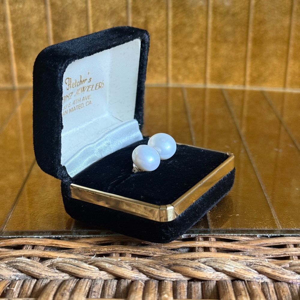 Tahitian white 11 MM pearl post earrings